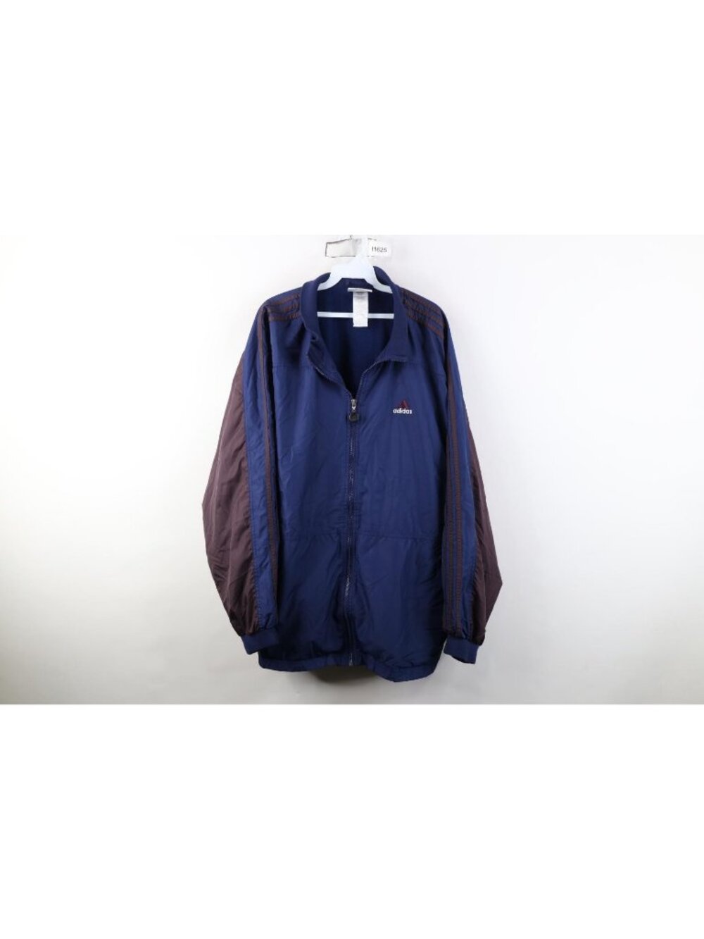 Vintage 90s Adidas Mens XL Spell Out Striped Lined Full Zip Windbreaker Jacket